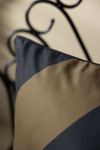 Close-up image of the Black & Green Stripe Outdoor Cushion
