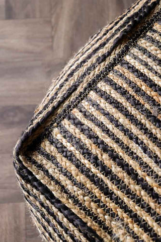Image of the material for the Black & Jute Stripe Feet Up Pouffe