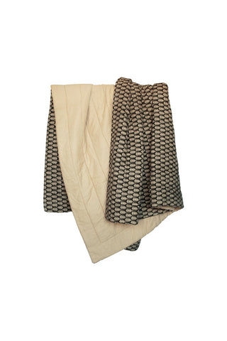 Image of the Black & Natural Leaf Reversible Cotton Throw - 2 Sizes Available on a white background
