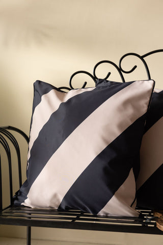 Image of the Black & Natural Stripe Outdoor Cushion