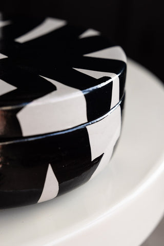 Close-up image of the Monochrome Abstract Storage Trinket Box