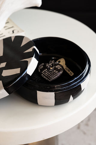 Image of the inside of the Monochrome Abstract Storage Trinket Box