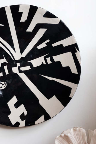 Close-up image of the Monochrome Abstract Wall Art Plate