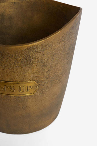 Detail of the Bottoms Up Champagne Bucket on a white background.