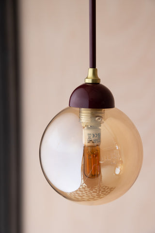 Close-up image of the Burgundy Glass Dome Metal Ceiling Light