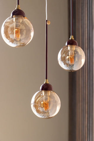 Image of the finish for the Burgundy Glass Dome Metal Ceiling Light