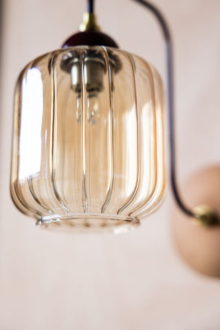 Image of the glass for the Burgundy Metal & Ribbed Glass Wall Light