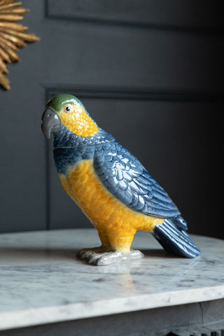 Lifestyle image of the Ceramic Parrot Storage Jar