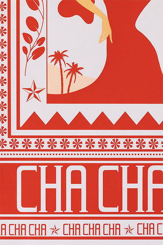Close-up image of the Cha Cha A2 Art Print in Red- Available in 4 Options