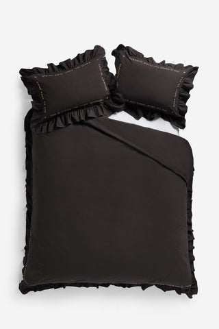 Cutout image of the Charcoal Grey Mega Frill Duvet Cover and Pillowcase Set
