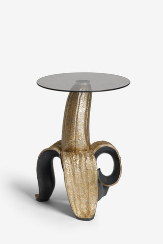 Cutout image of the Charcoal & Gold Banana Side Table on a white background.
