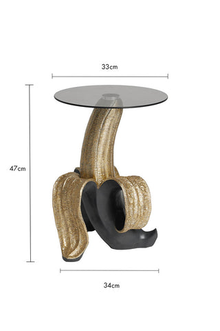Dimension image of the Charcoal & Gold Banana Side Table.