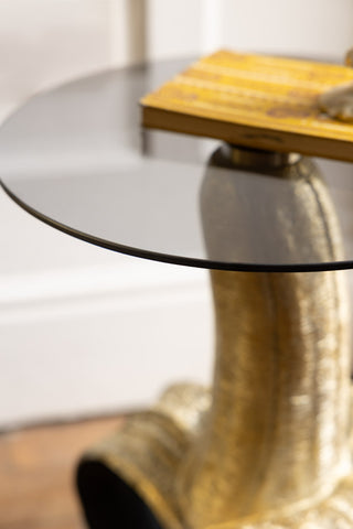 Detail image of the Charcoal & Gold Banana Side Table.