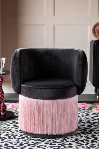 Image of the Charcoal & Pink Tassel Accent Chair