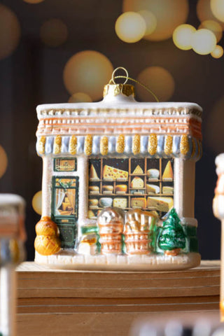 Lifestyle image of the Cheese Shop Glass Christmas Tree Decoration