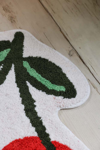 Close-up image of the Cherries Bath Mat