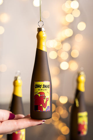 Image of the Christmas Wine Bottle Glass Christmas Tree Decoration