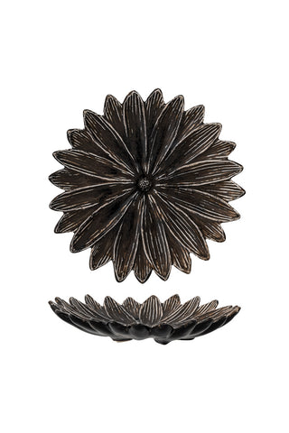 Cutout image of cocoa lotus flower trinket dish on a white background. 