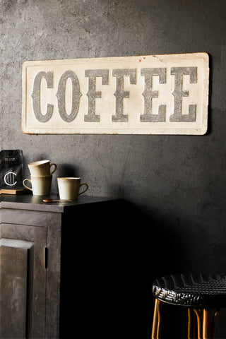 Lifestyle image of the Coffee Metal Wall Art Sign