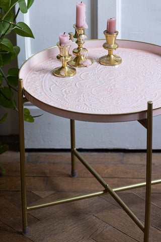Lifestyle image of the Pink Tray Side Table