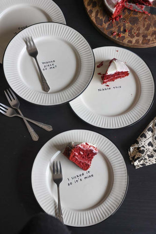 Detail image of the Cream & Black First Bite Side Plates Set of 4