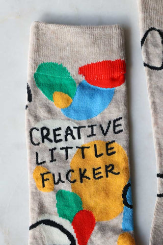 Image of the text for the Creative Little Fucker Mens Crew Socks