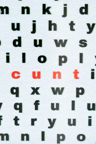Close-up of the text on the Cunt Light Box.