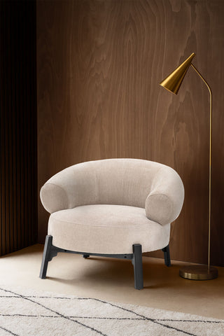 A styled image of the Beautiful Curved Cream Accent Armchair.