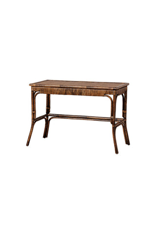 Cutout image of the Dark Brown Rattan Console on a white background.