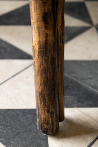 Detail image of the Dark Brown Rattan Console.