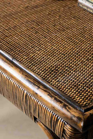 Detail image of the Dark Brown Rattan Console.