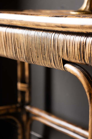 Detail image of the Dark Brown Rattan Console.