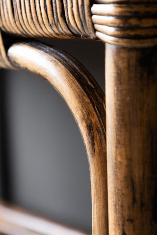 Detail image of the Dark Brown Rattan Console.