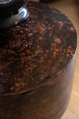 Image of the finish for the Dark Copper Mottled Metal Side Table