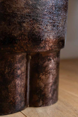Detail image of the Dark Copper Mottled Metal Side Table