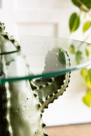 Close-up image of the Dark Green Cactus Side Table