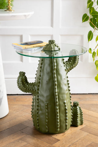 Lifestyle image of the Dark Green Cactus Side Table