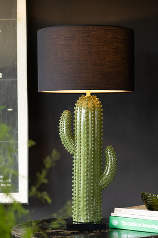 Lifestyle image of the Dark Green Cactus Table Lamp