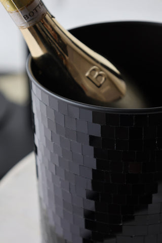 Image of the finish for the Disco Ball Wine Cooler In Black