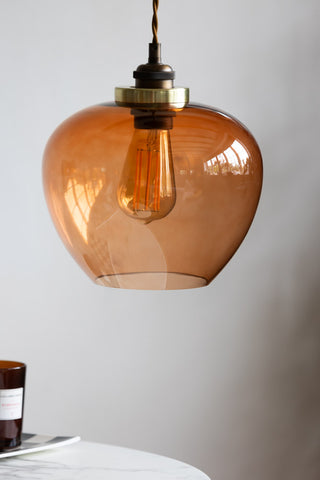 Lifestyle image of the Easyfit Amber Glass Ceiling Light Shade