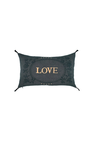 Image of the Embroidered Love Cotton Cushion on a white background