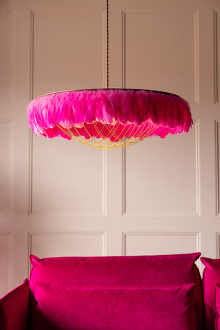 Image of the Fabulous Feather Ceiling Light Shade - Hot Pink