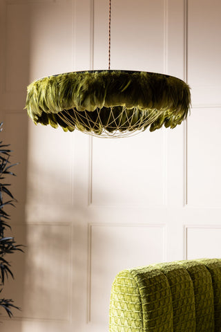 Image of the Fabulous Feather Ceiling Light Shade - Olive Green