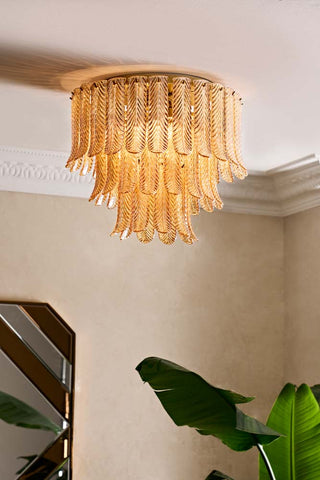Lifestyle image of the Plume Glass Flush Ceiling Light