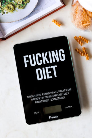 Lifestyle image of the Fucking Diet Kitchen Scales