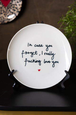 Close-up image of the Fucking Love You Decorative Wall Plate