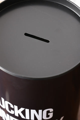 Image of the top of the Black & White Fucking Money Box