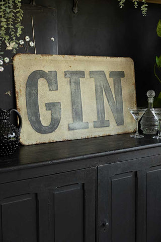Lifestyle image of the Gin Metal Wall Art Sign