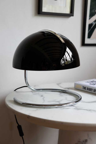 Image of the Retro Black Glass Table Lamp on a table