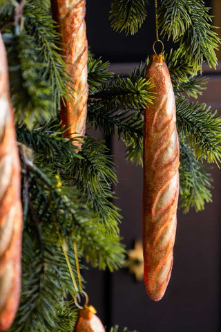 Image of the Gold Baguette Glass Christmas Tree Decoration